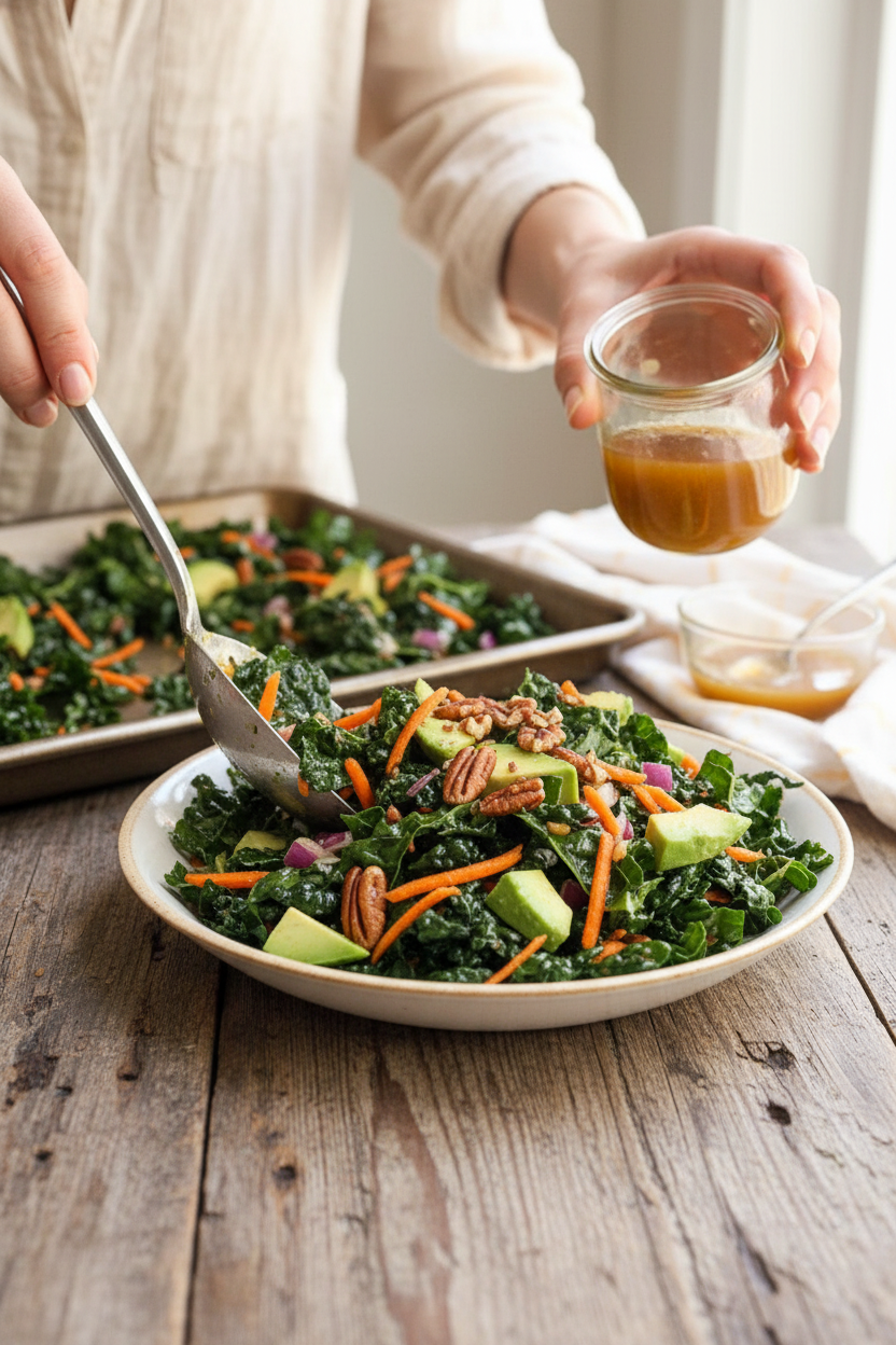 Crisp Kale Apple Salad with Cider Dressing