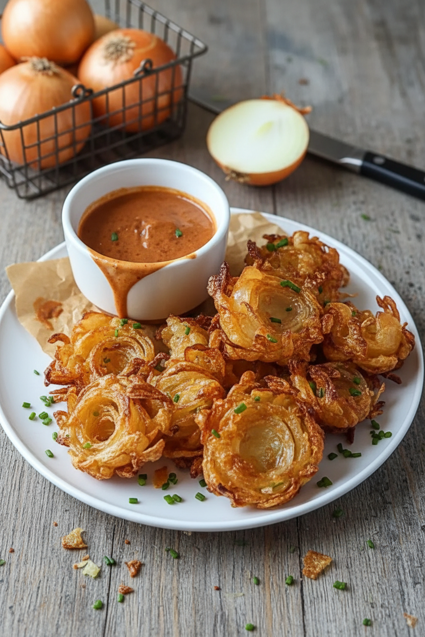 Crispy Air Fryer Blooming Onions with Tangy Dipping Sauce