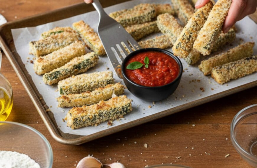 Crispy Baked Zucchini Fries Marinara Dip