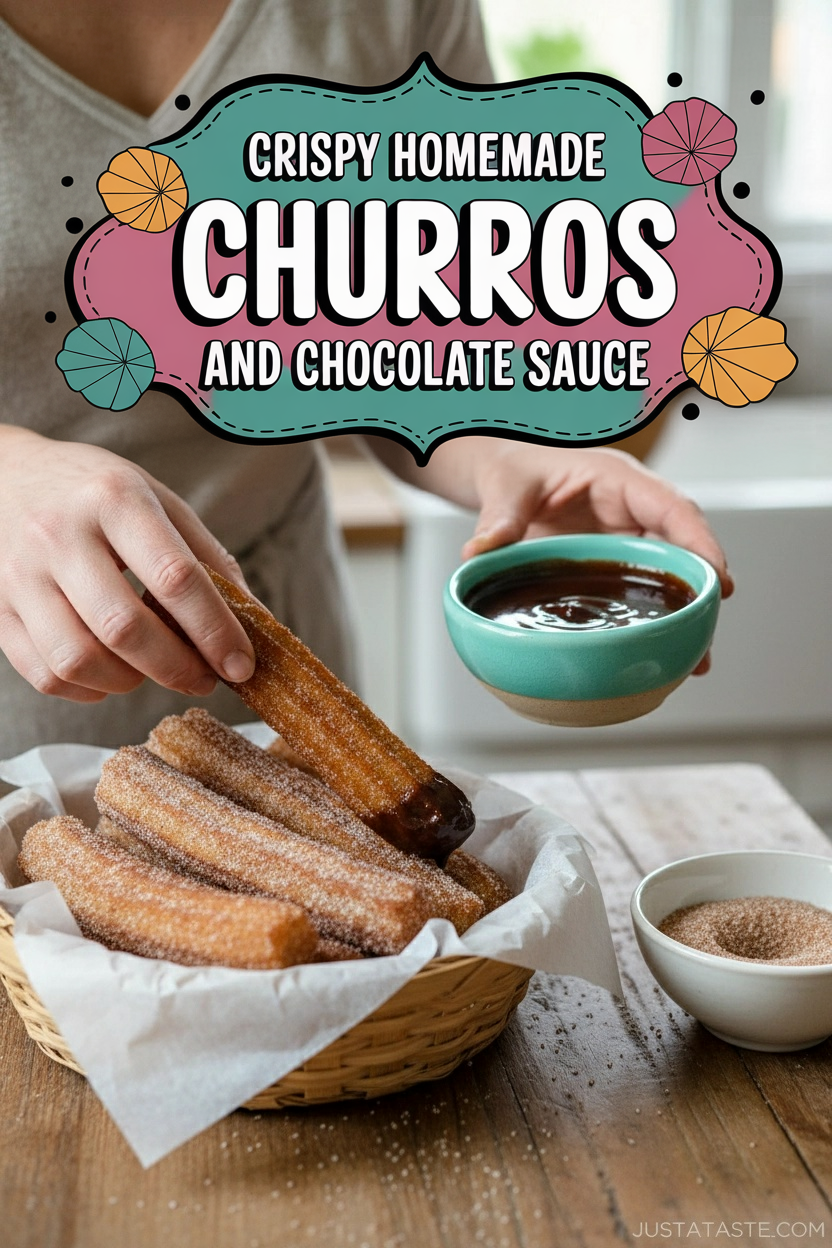 Crispy Homemade Churros and Chocolate Sauce