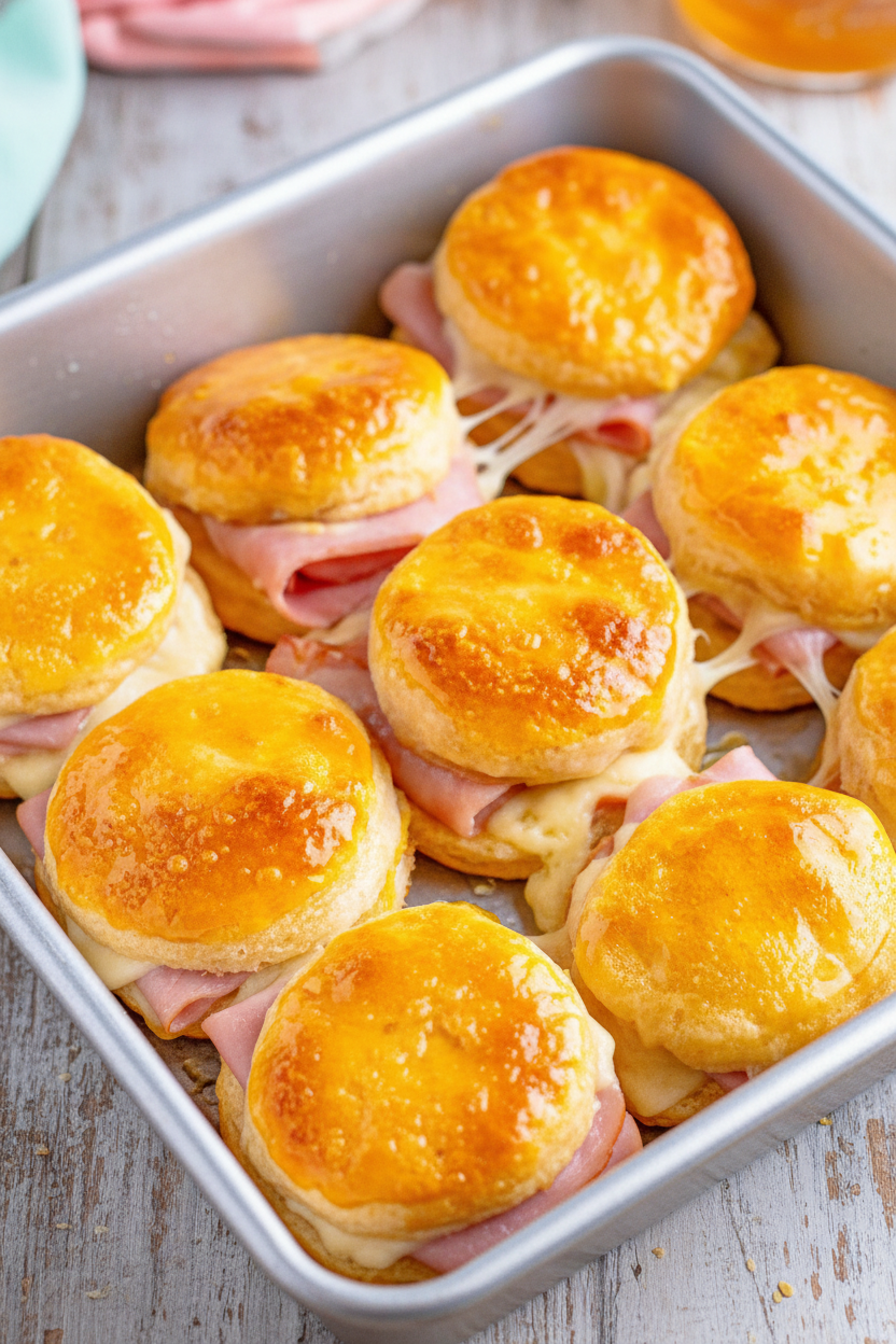 Easter Brunch Hot Honey Ham Biscuits
