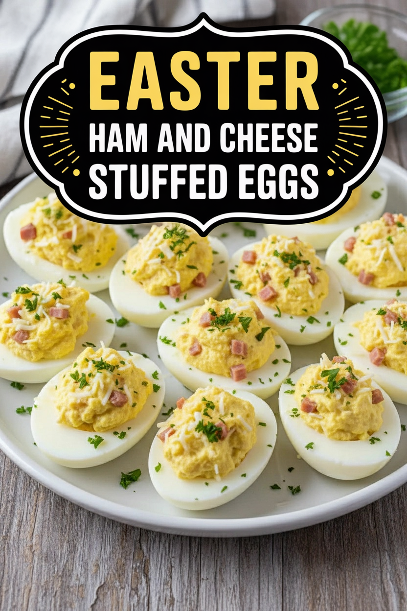 Easter Ham and Cheese Stuffed Eggs