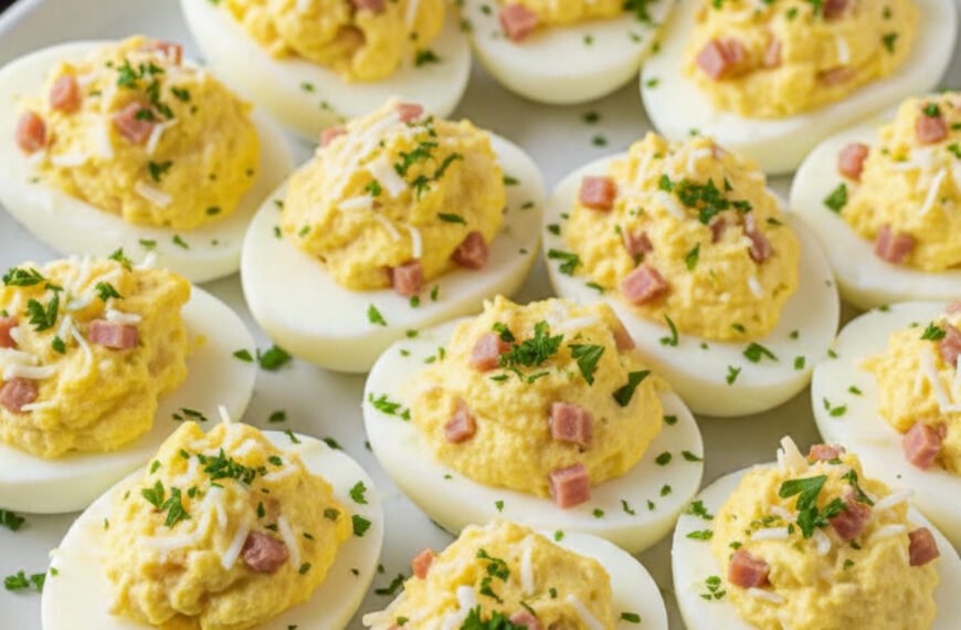 Easter Ham and Cheese Stuffed Eggs