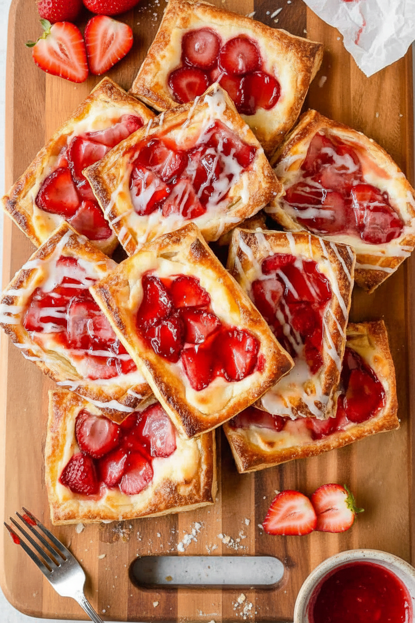 Easy Cream Cheese Strawberry Puff Pastry Squares