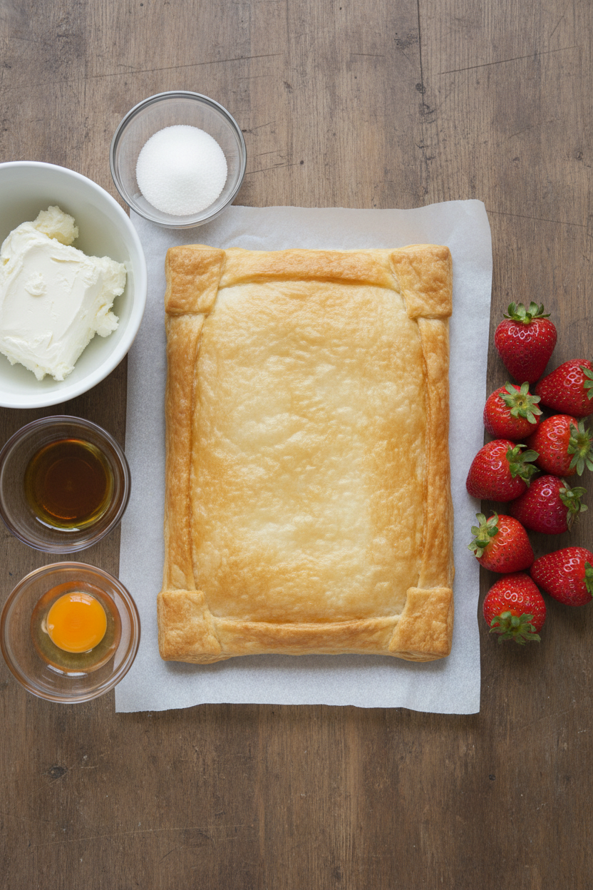 Easy Cream Cheese Strawberry Puff Pastry Squares