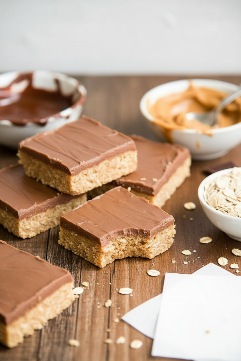 Easy Homemade Peanut Butter Chocolate Oatmeal Bars