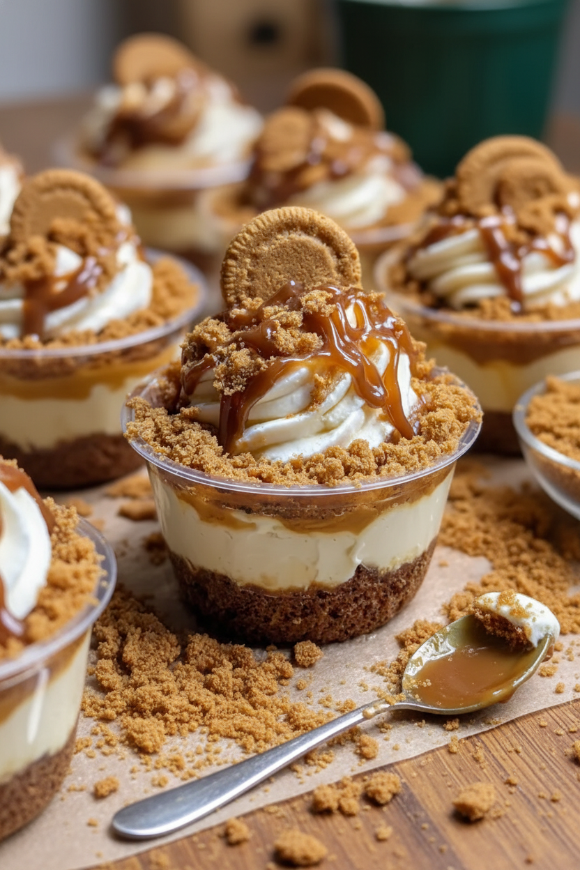 Easy No-Bake Cookie Butter Cheesecake Cups Recipe