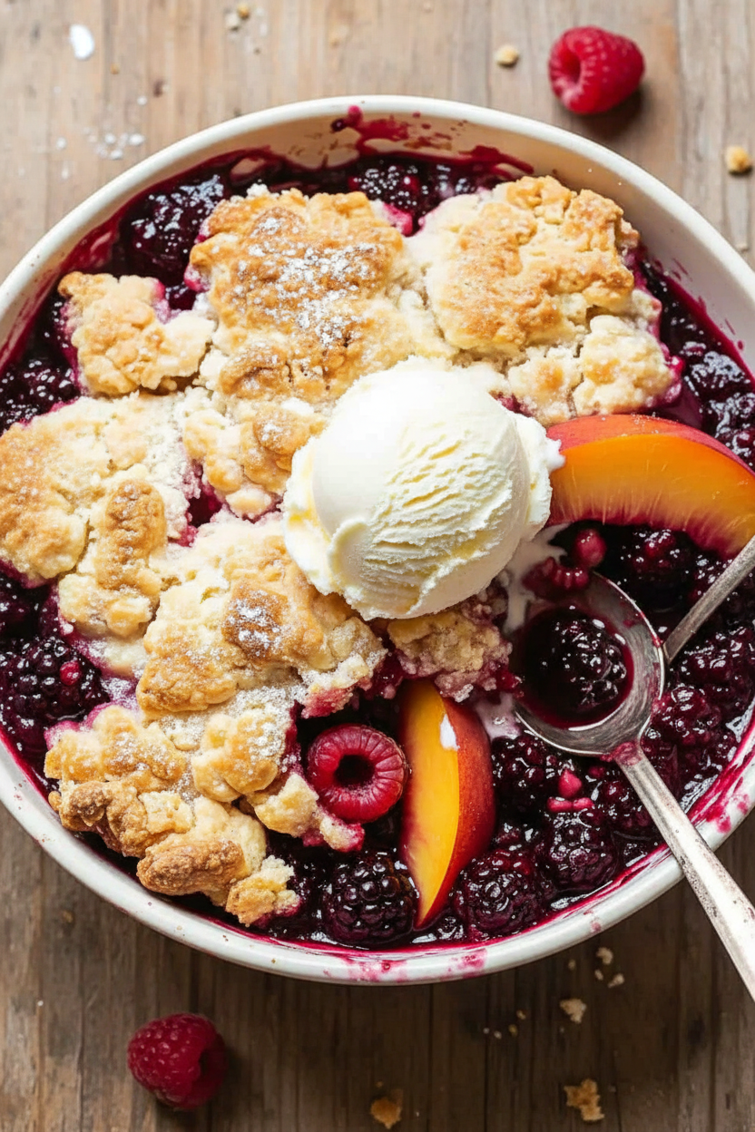 Easy Peach and Raspberry Cobbler Recipe