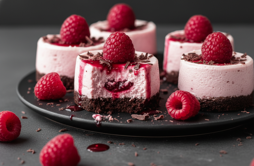 Chasety’s Quick Raspberry Cheesecake Bites: A 55-Minute Chocolate Crust Delight Decadent Raspberry Cheesecake Bites with a Chocolate Crust