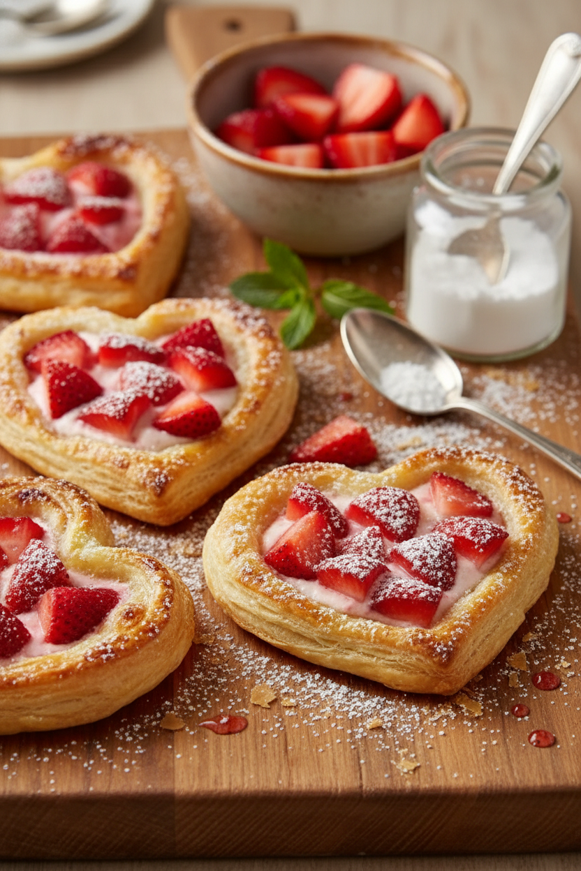 Easy Strawberry Cream Cheese Heart Danishes Recipe