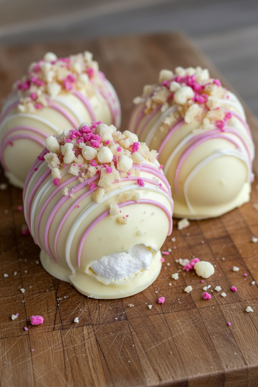 Easy Strawberry Shortbread White Chocolate Easter Eggs