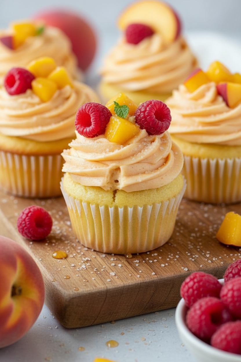 Effortless Champagne Peach Cupcakes with Fluffy Buttercream