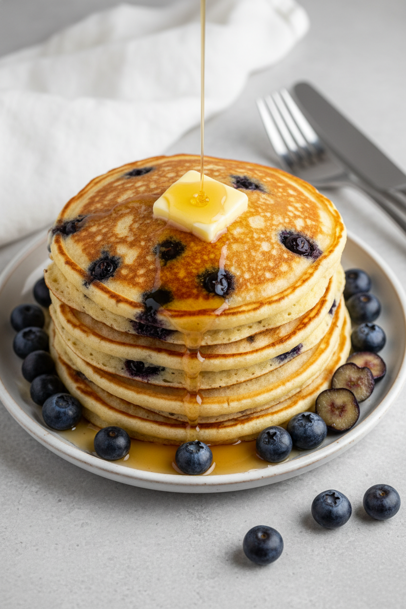 Fluffy Blueberry Cottage Cheese Pancakes