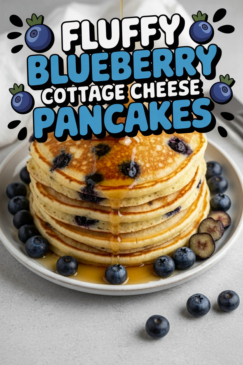 Fluffy Blueberry Cottage Cheese Pancakes
