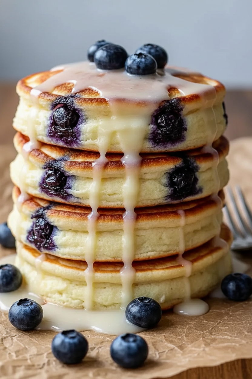 Fluffy Cottage Cheese Blueberry Cloud Pancakes