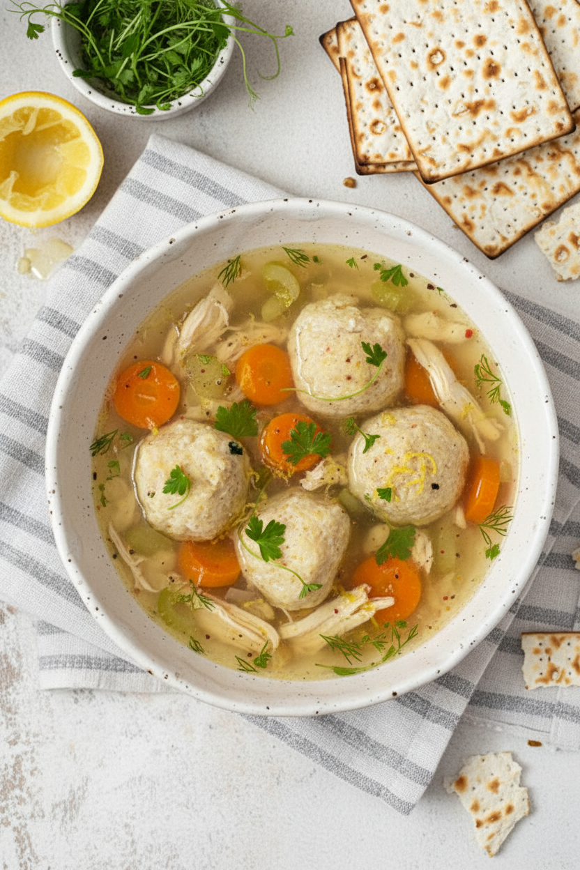 Fresh Dill and Lemon Matzo Ball Soup