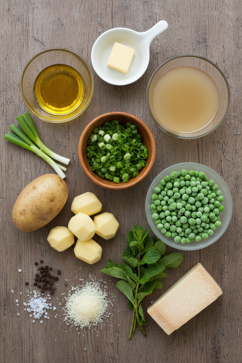 Fresh Pea Mint and Spring Onion Soup