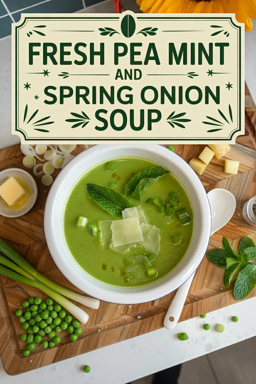 Fresh Pea Mint and Spring Onion Soup