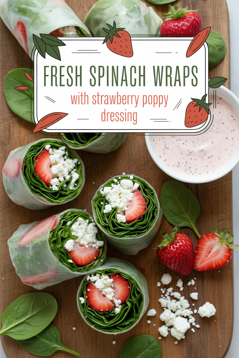 Fresh Spinach Wraps with Strawberry Poppy Dressing
