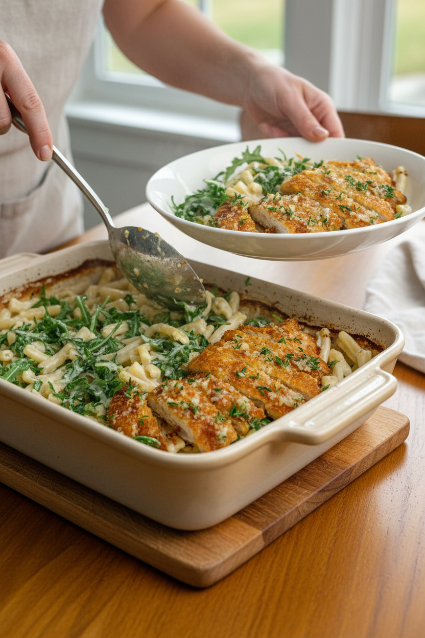 Garlic Butter Chicken Pasta with Arugula
