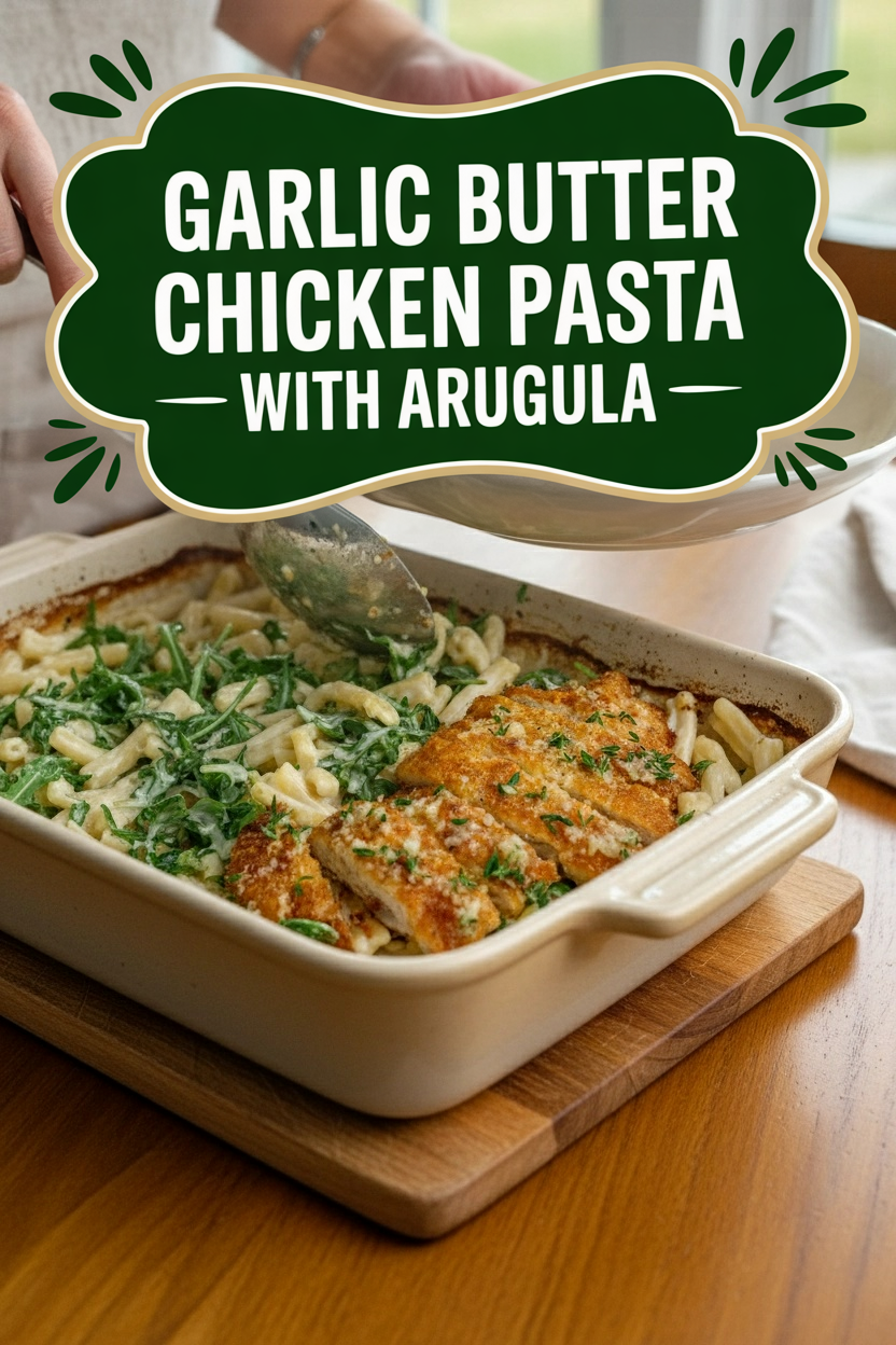 Garlic Butter Chicken Pasta with Arugula