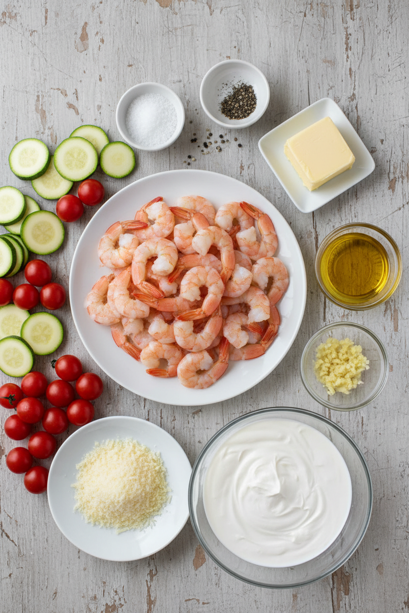 Garlic Shrimp with Creamy Zucchini Noodles
