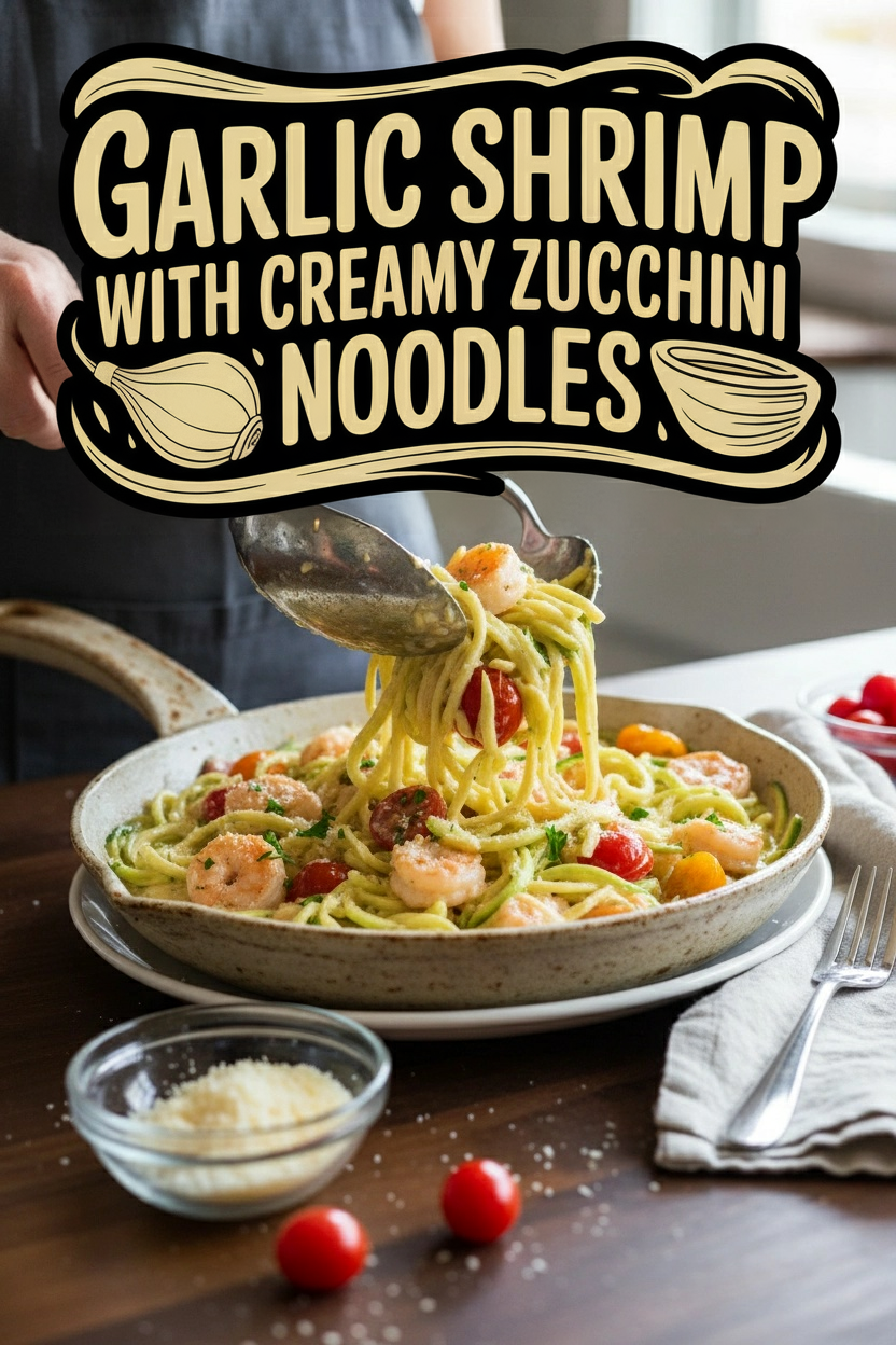 Garlic Shrimp with Creamy Zucchini Noodles