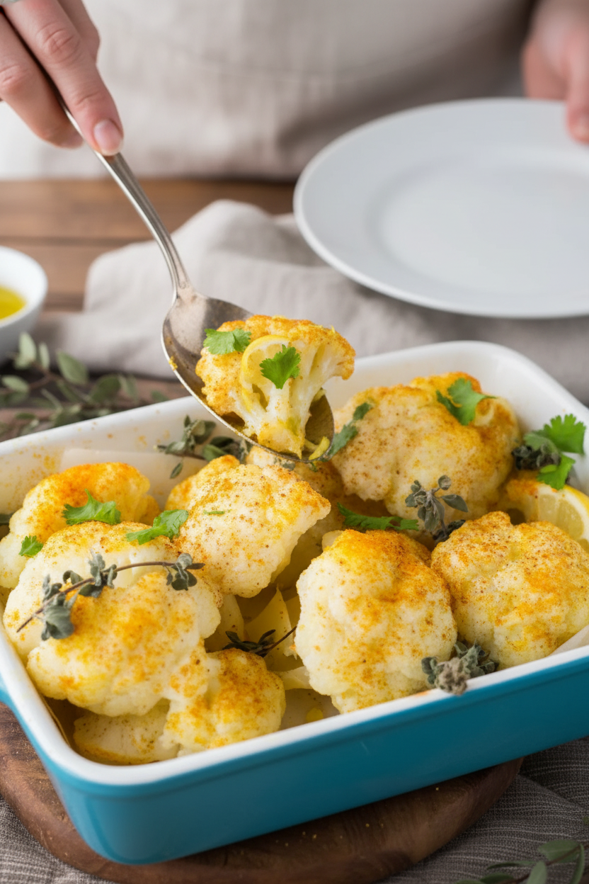 Golden Garlic Turmeric Cauliflower Roast