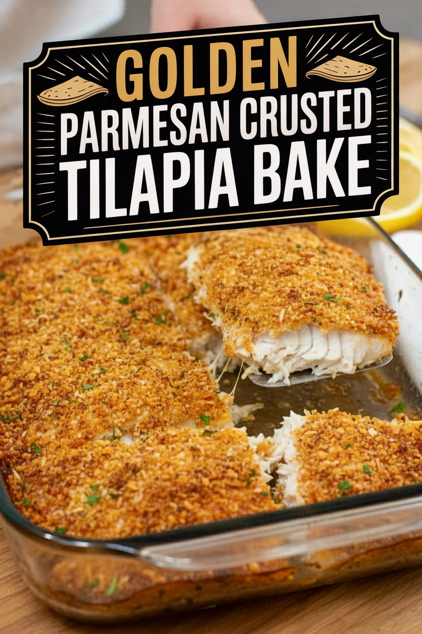 Golden Parmesan Crusted Tilapia Bake