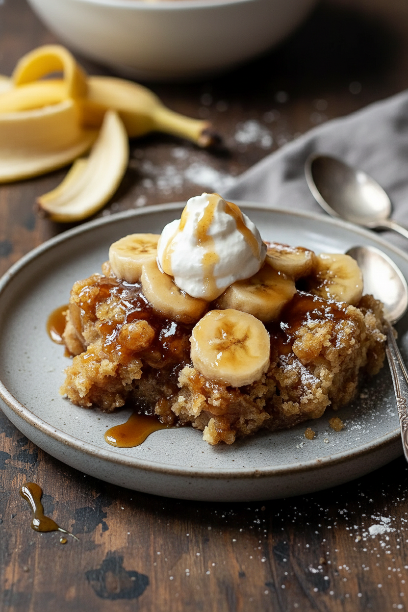 Grandmas Easy Brown Sugar Banana Cobbler