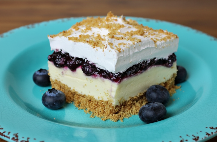 Grandmas Refrigerated Lemon Blueberry Delight: A Chilled Summer Classic. Nana’s Icy Lemon Blueberry Cream