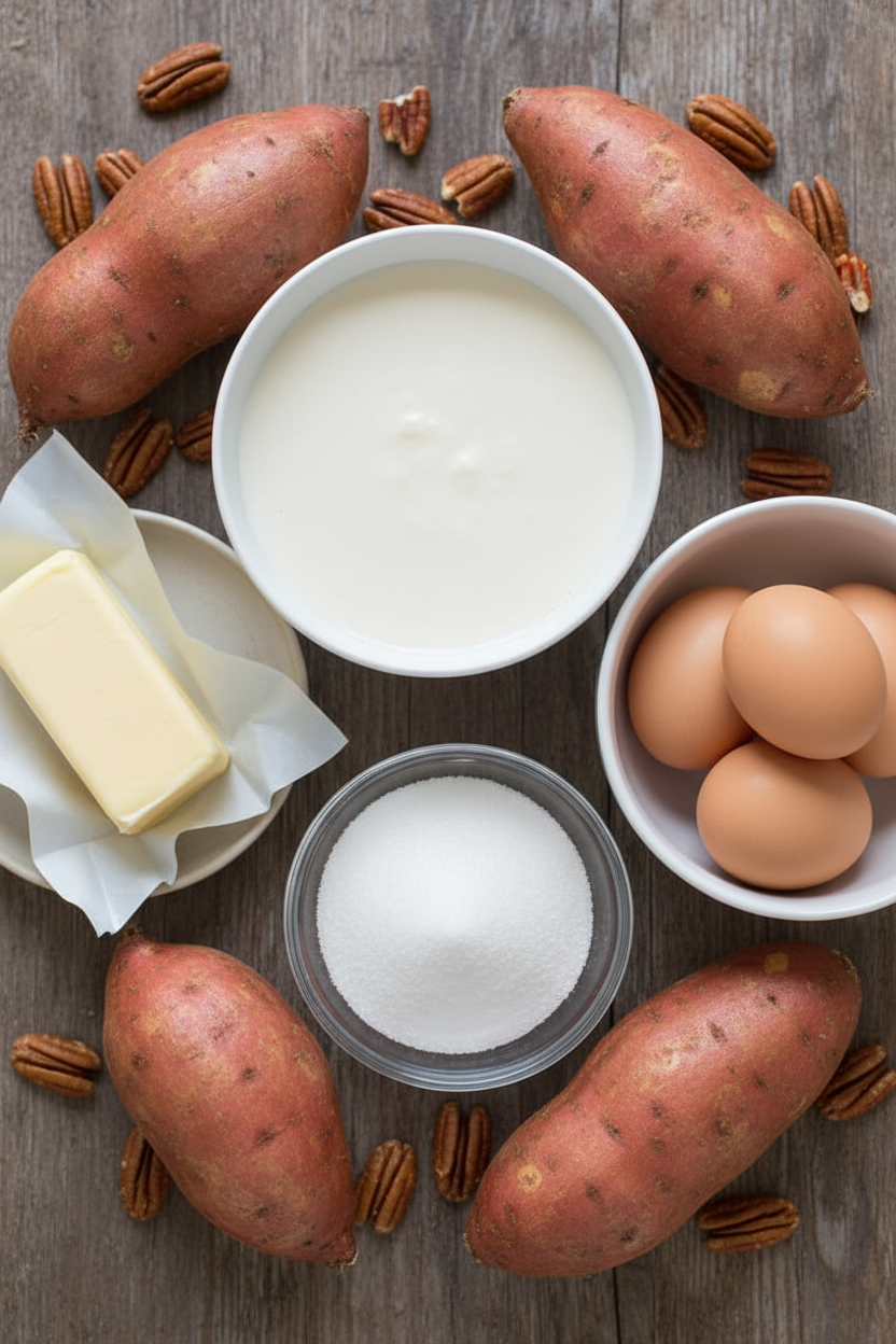 Grandmas Sweet Potato Casserole with Pecan Marshmallow Topping