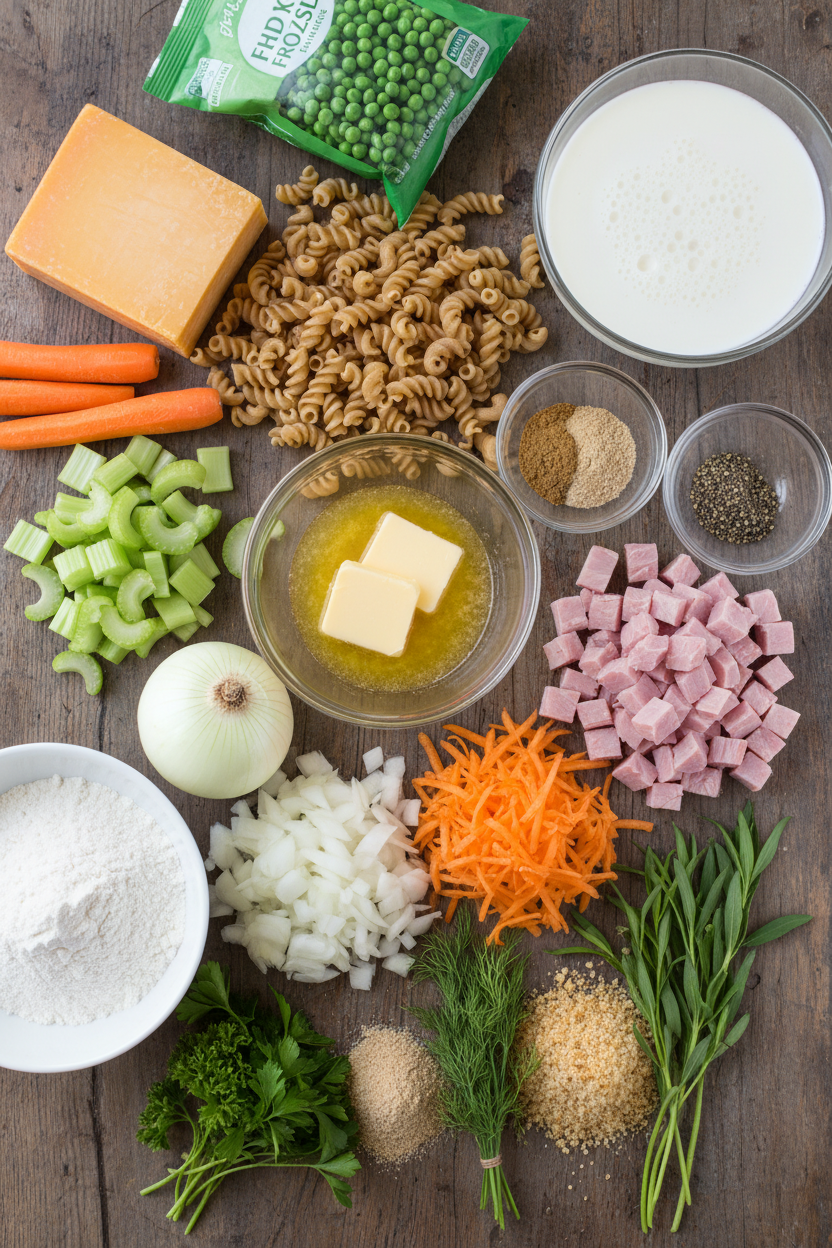 Ham and Pea Cheddar Bake