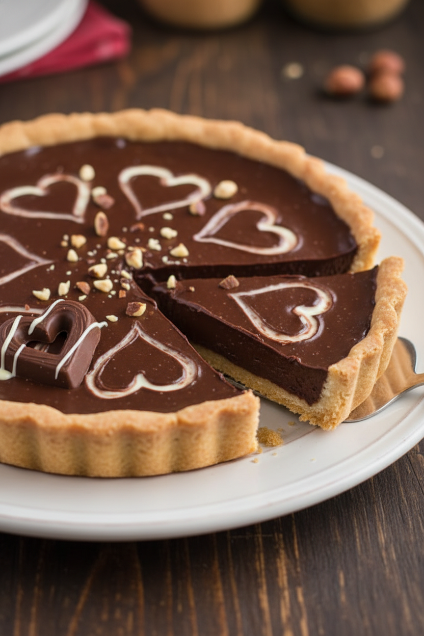 Hazelnut Heart Chocolate Valentine Tart