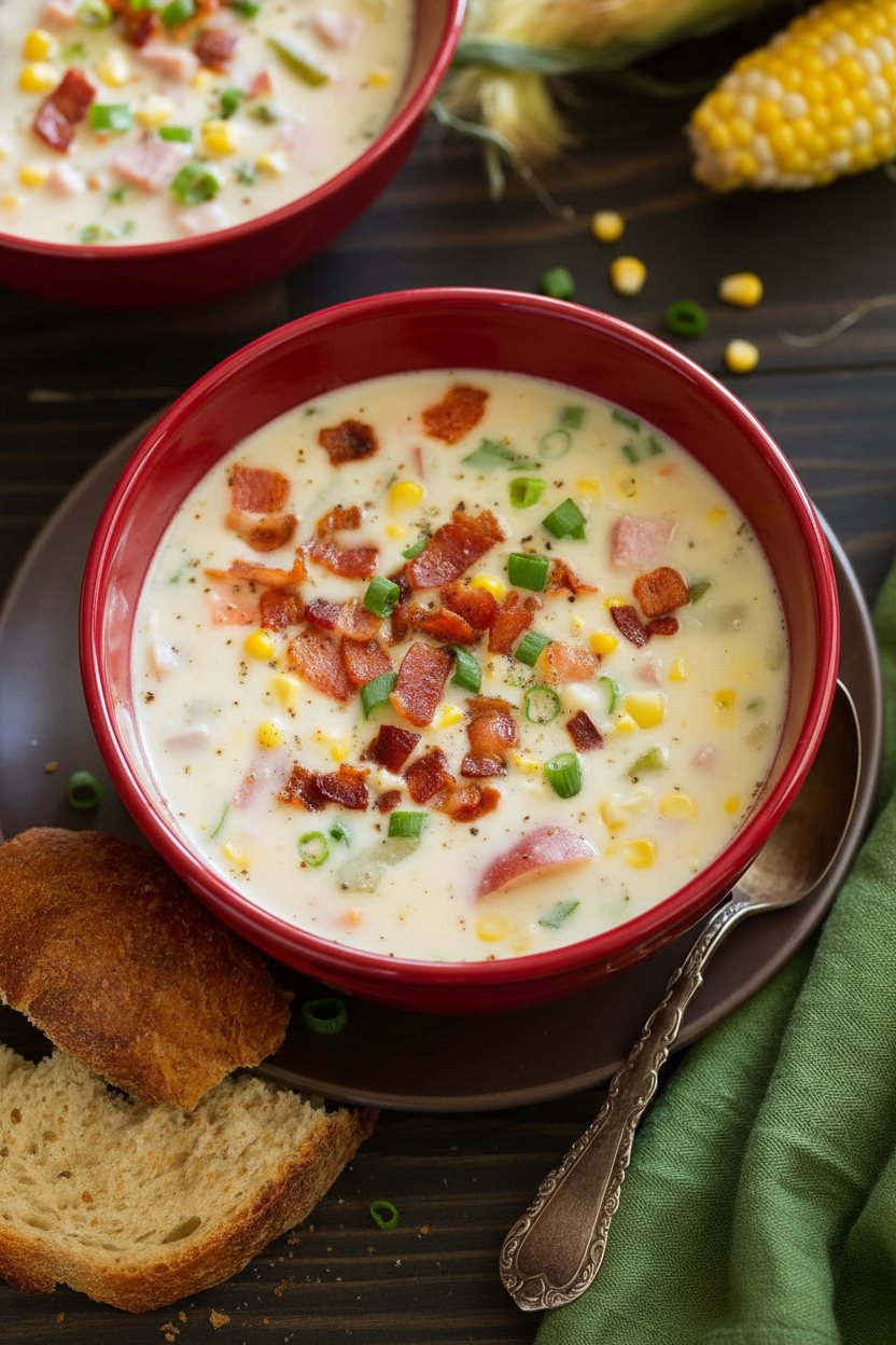 Hearty Ham Potato and Corn Chowder