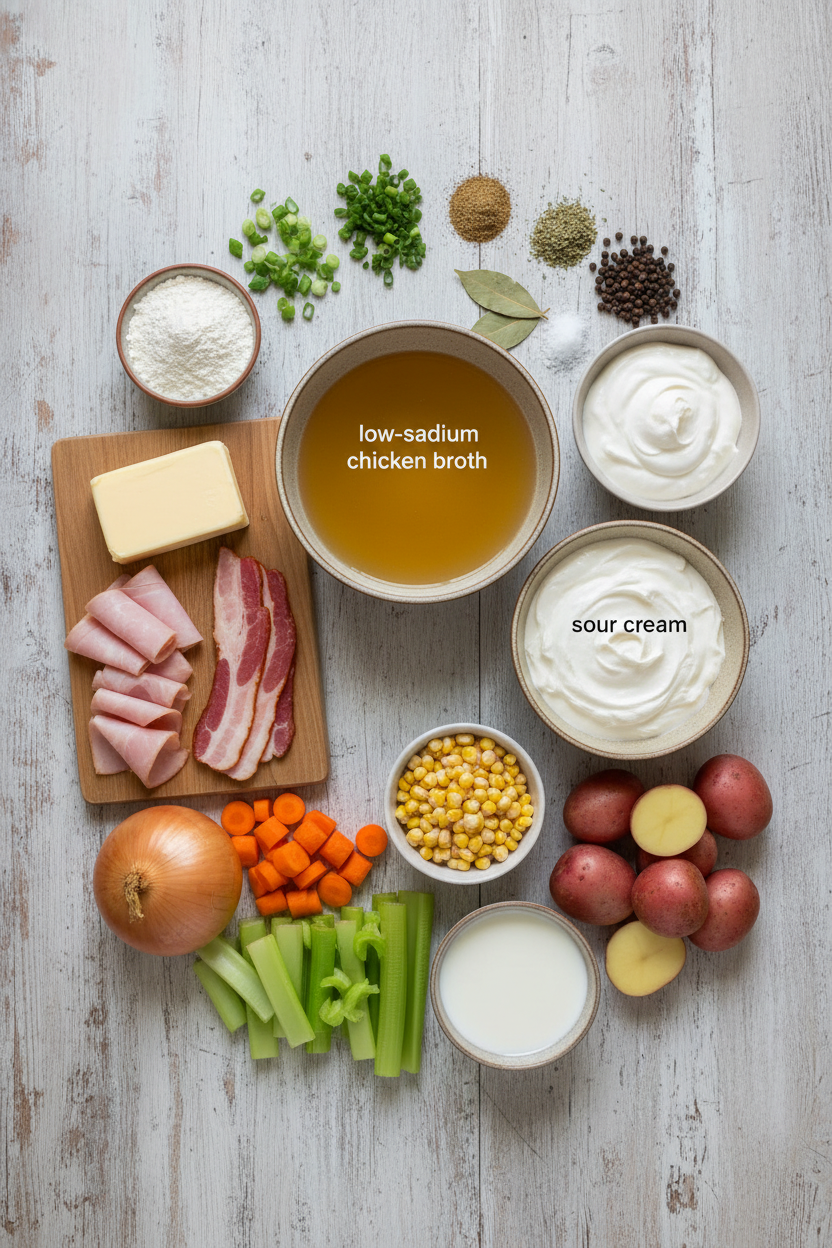 Hearty Ham Potato and Corn Chowder