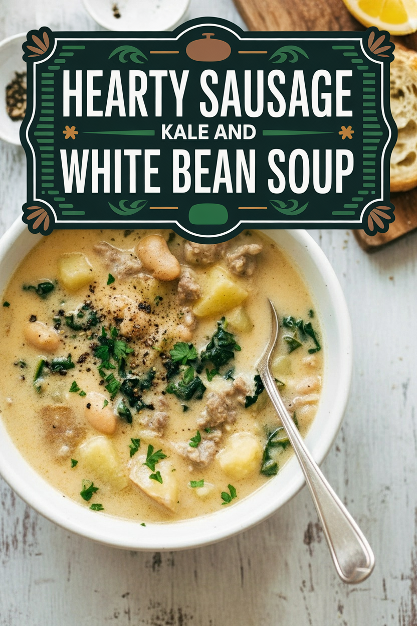 Hearty Sausage Kale and White Bean Soup