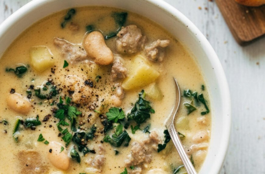 Hearty Sausage Kale and White Bean Soup