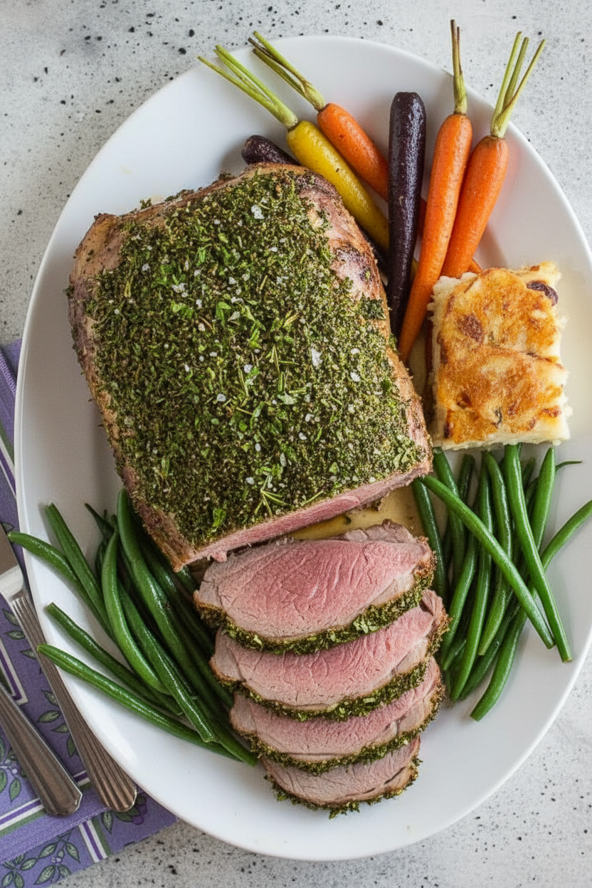 Herb Crusted Roasted Lamb Leg