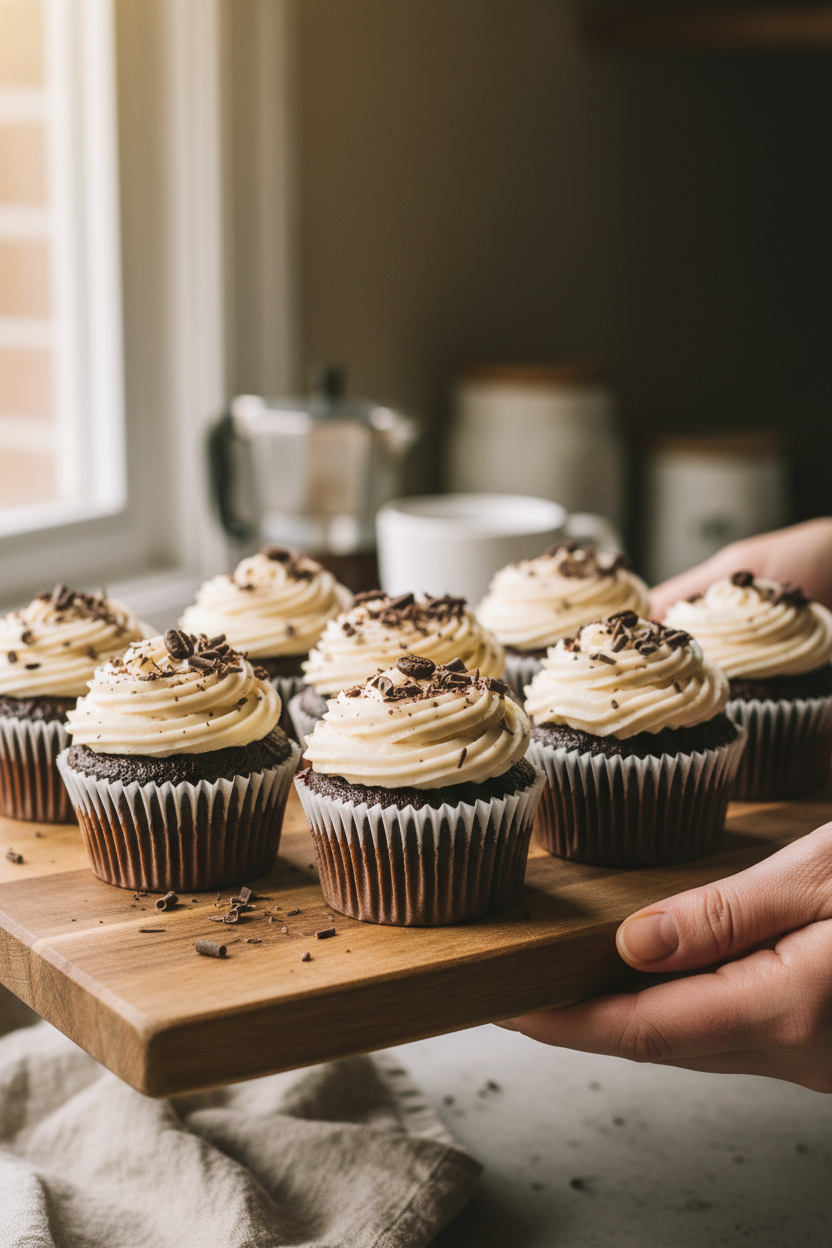 Irish Coffee Cupcakes with Whiskey Cream