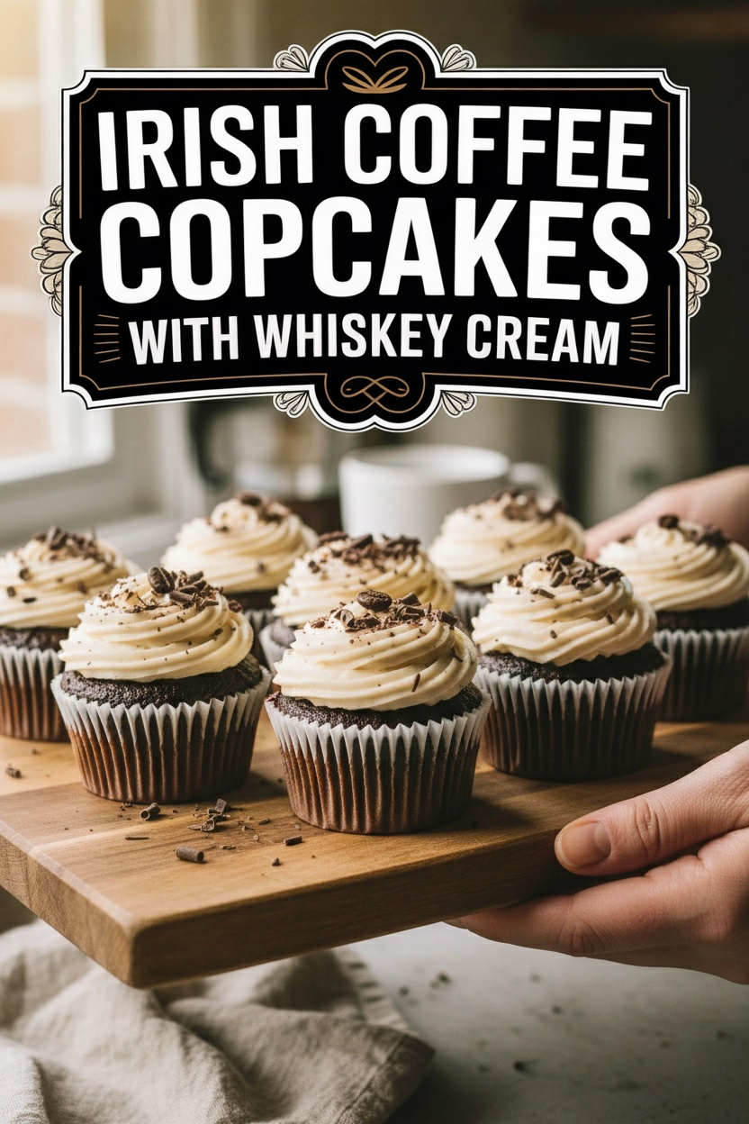 Irish Coffee Cupcakes with Whiskey Cream