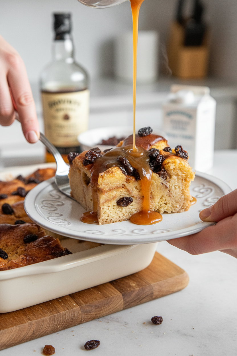 Irish Whiskey Bread Pudding Delight