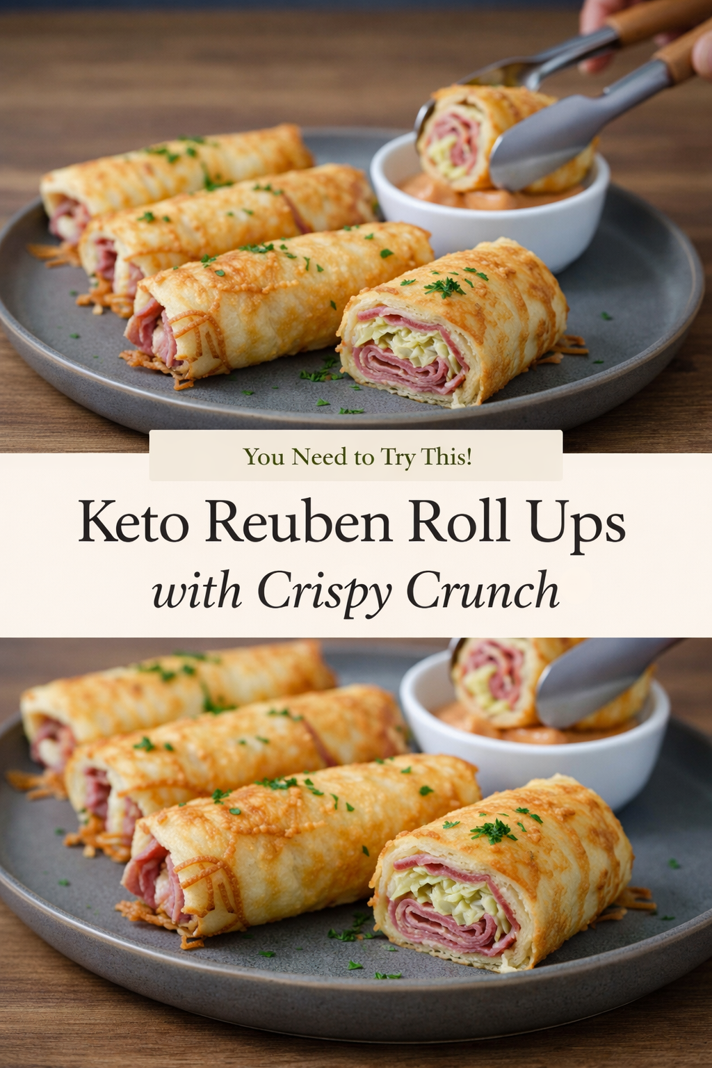 Keto Reuben Roll Ups with Crispy Crunch