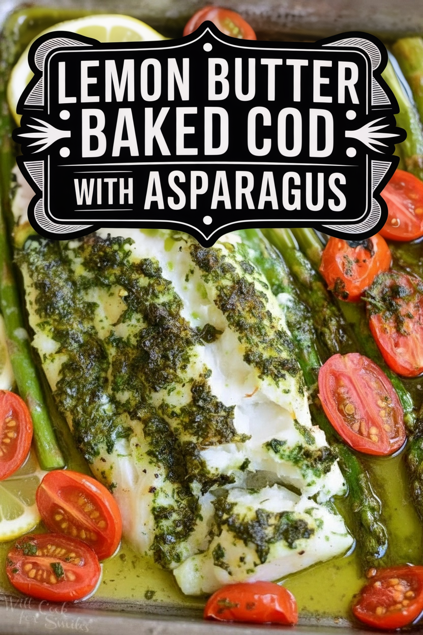 Lemon Butter Baked Cod with Asparagus