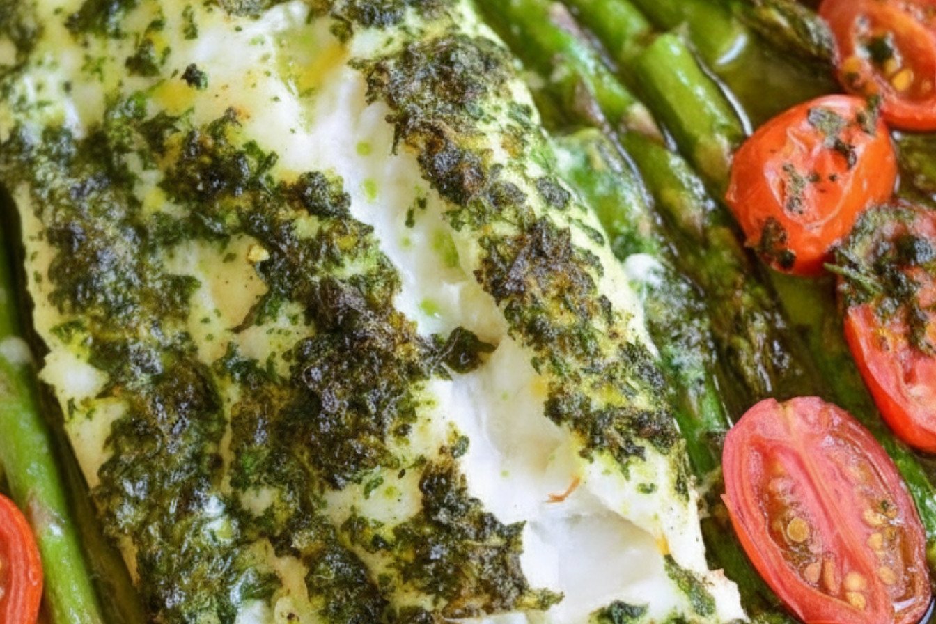 Lemon Butter Baked Cod with Asparagus