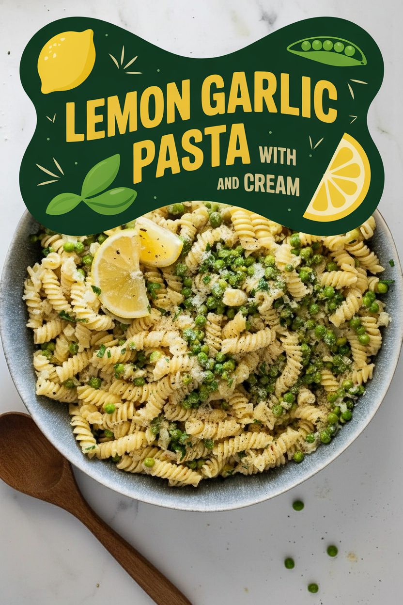 Lemon Garlic Pasta with Peas and Cream