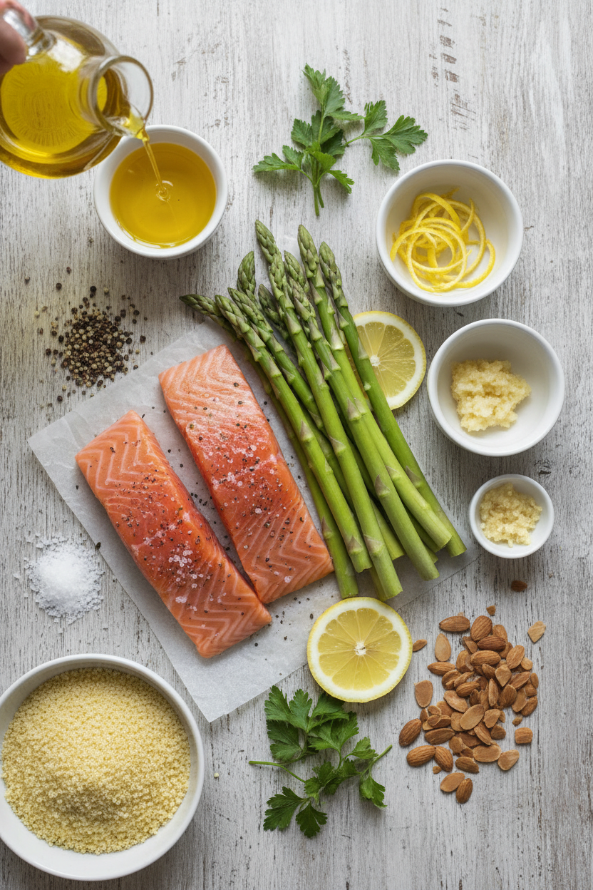 Lemon Garlic Salmon with Asparagus Bake