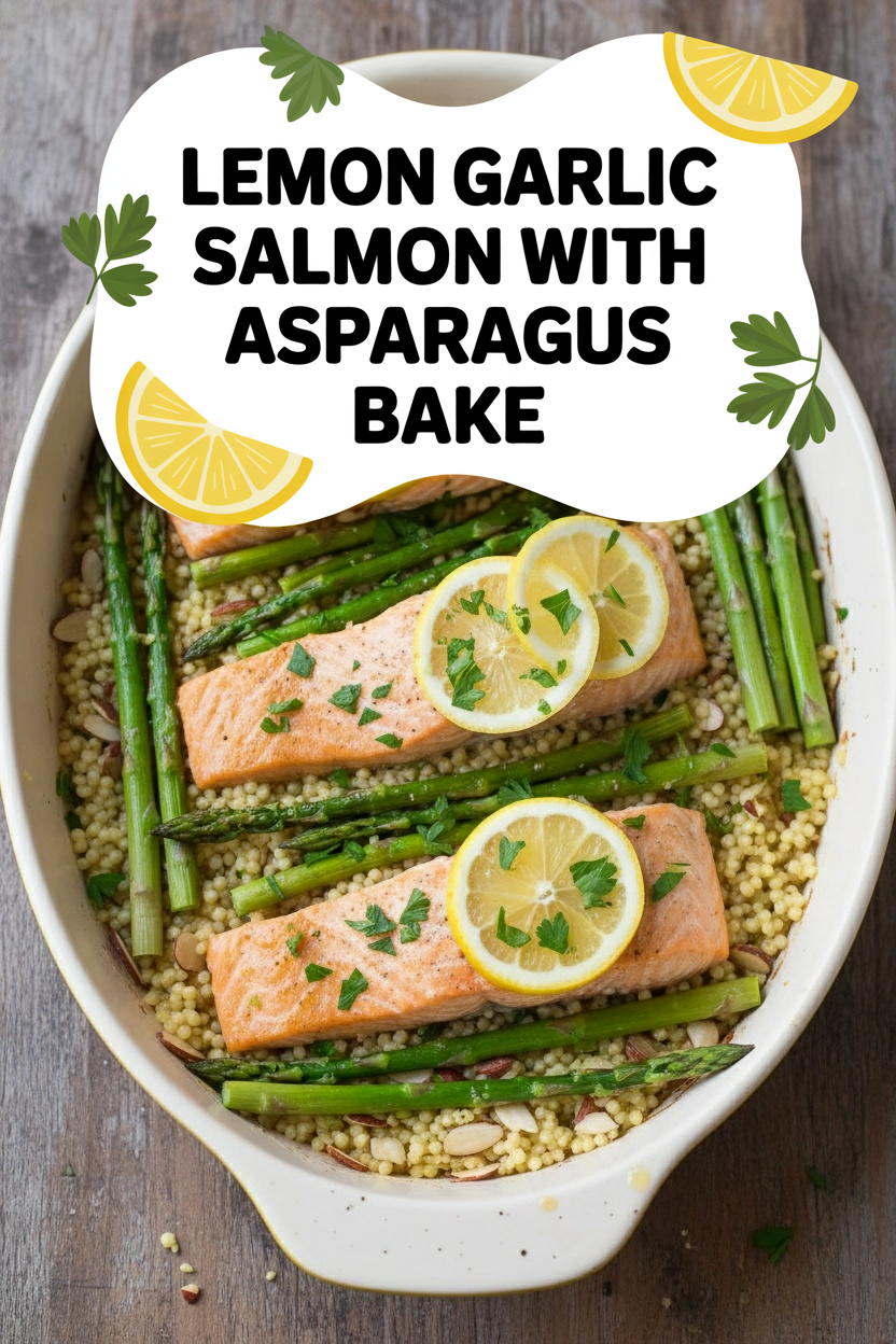 Lemon Garlic Salmon with Asparagus Bake