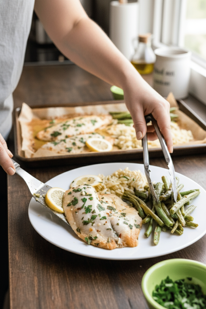 Lemon Garlic Tilapia with Herbed Green Beans