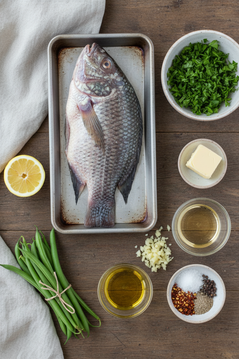 Lemon Garlic Tilapia with Herbed Green Beans